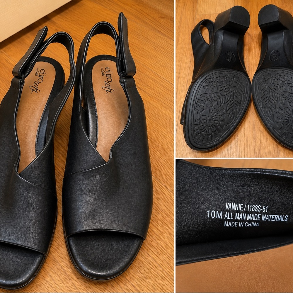 Vannie Black Slingback Peep-Toe Mules - Women